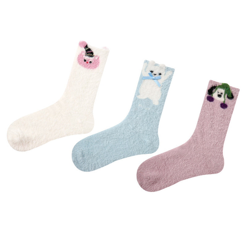 Women Pack Of 3 Patterned Cotton Calf Length Socks