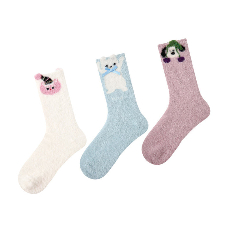 Women Pack Of 3 Patterned Cotton Calf Length Socks