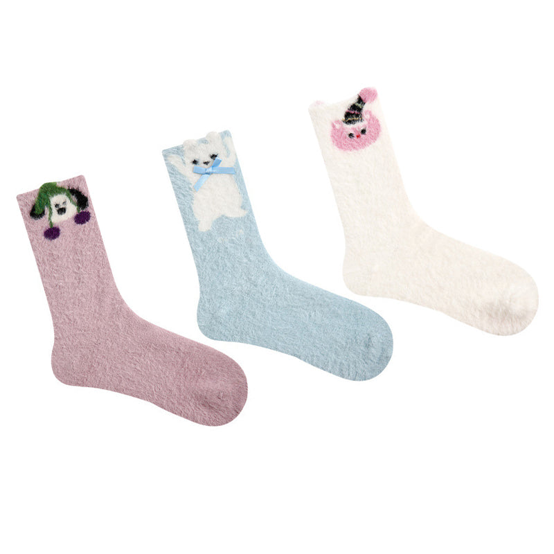 Women Pack Of 3 Patterned Cotton Calf Length Socks