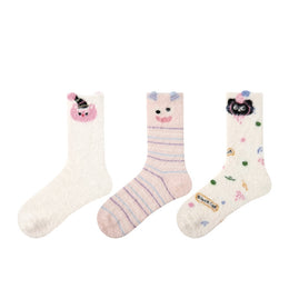 Women Pack Of 3 Patterned Cotton Calf Length Socks