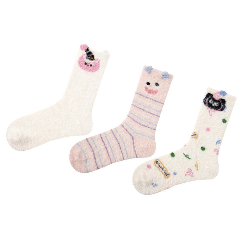 Women Pack Of 3 Patterned Cotton Calf Length Socks