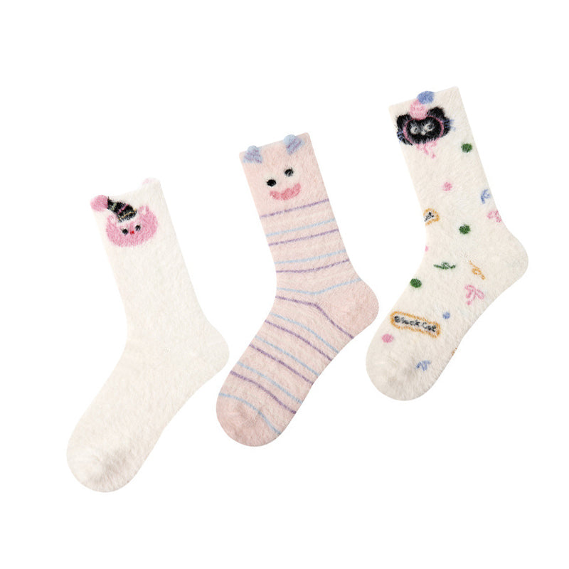 Women Pack Of 3 Patterned Cotton Calf Length Socks