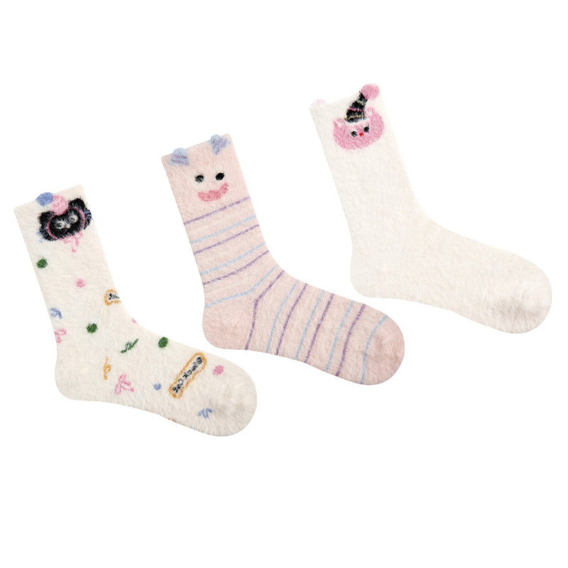 Women Pack Of 3 Patterned Cotton Calf Length Socks