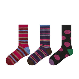 Women Pack Of 3 Patterned Cotton Calf Length Socks