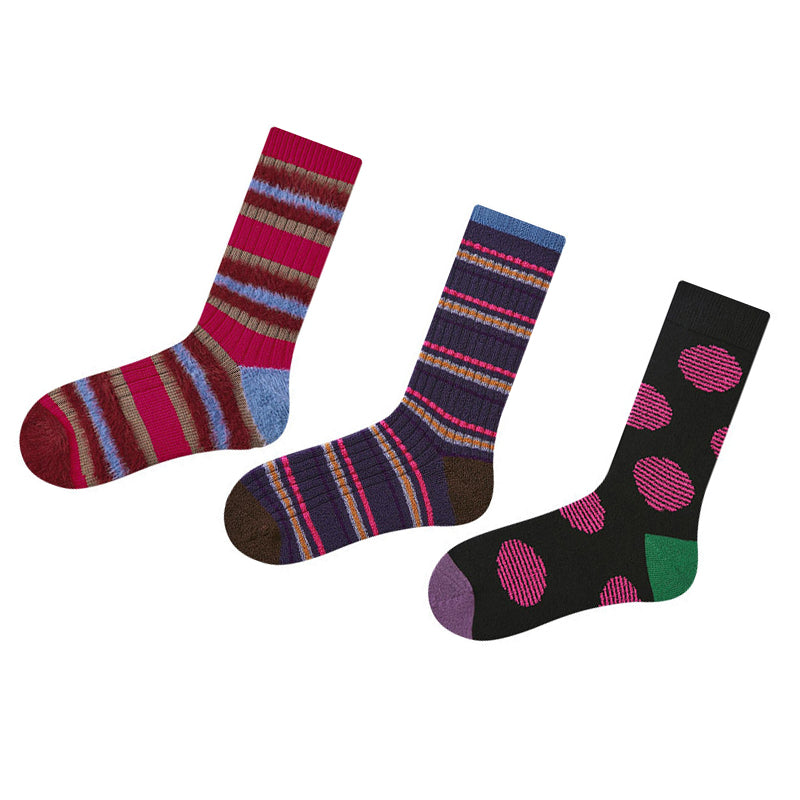 Women Pack Of 3 Patterned Cotton Calf Length Socks