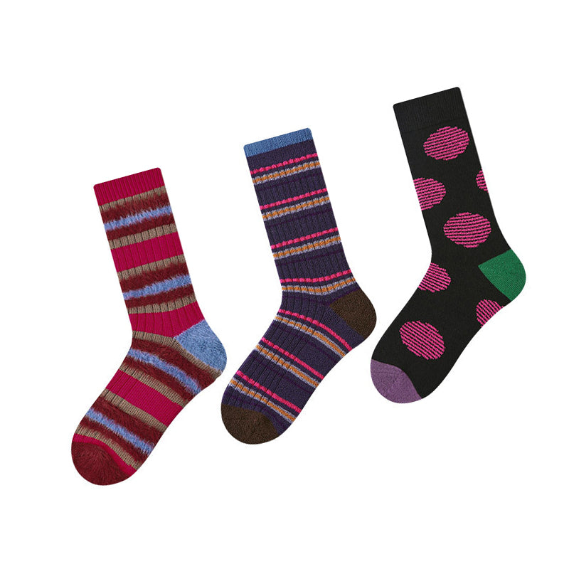 Women Pack Of 3 Patterned Cotton Calf Length Socks