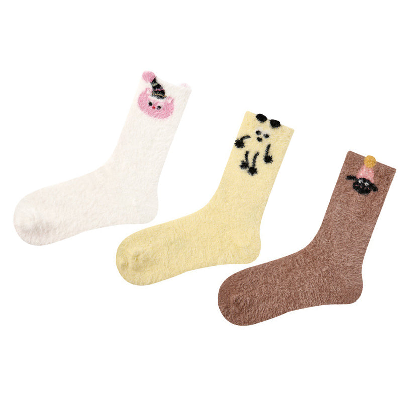 Women Pack Of 3 Patterned Cotton Calf Length Socks