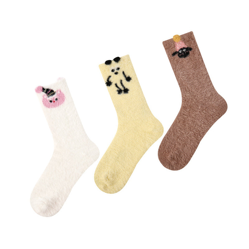 Women Pack Of 3 Patterned Cotton Calf Length Socks