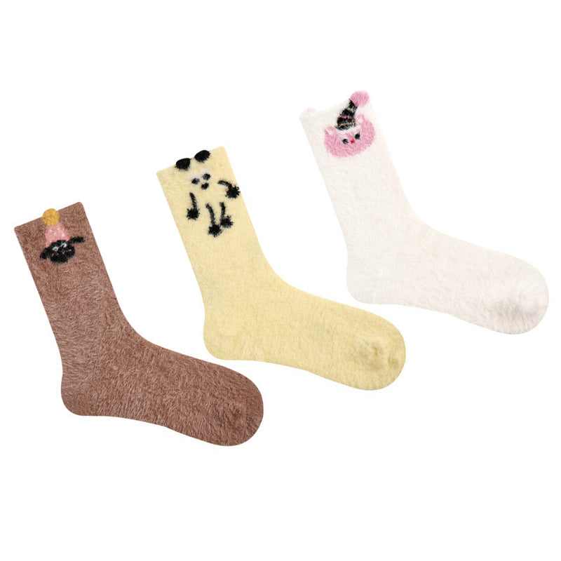 Women Pack Of 3 Patterned Cotton Calf Length Socks
