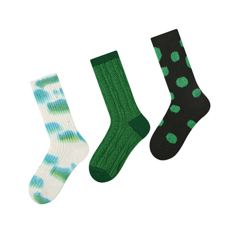 Women Pack Of 3 Patterned Cotton Calf Length Socks