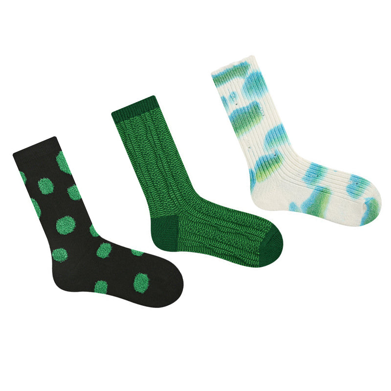 Women Pack Of 3 Patterned Cotton Calf Length Socks