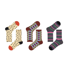 Women Pack Of 3 Patterned Cotton Calf Length Socks
