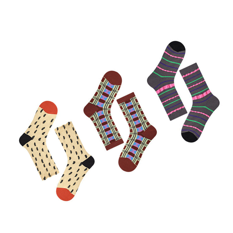 Women Pack Of 3 Patterned Cotton Calf Length Socks