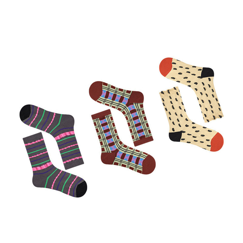 Women Pack Of 3 Patterned Cotton Calf Length Socks