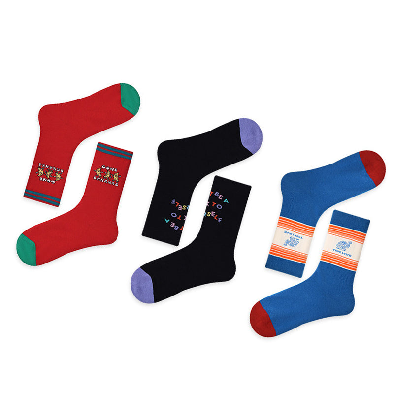 Women Pack Of 3 Patterned Cotton Calf Length Socks