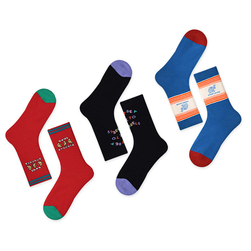 Women Pack Of 3 Patterned Cotton Calf Length Socks