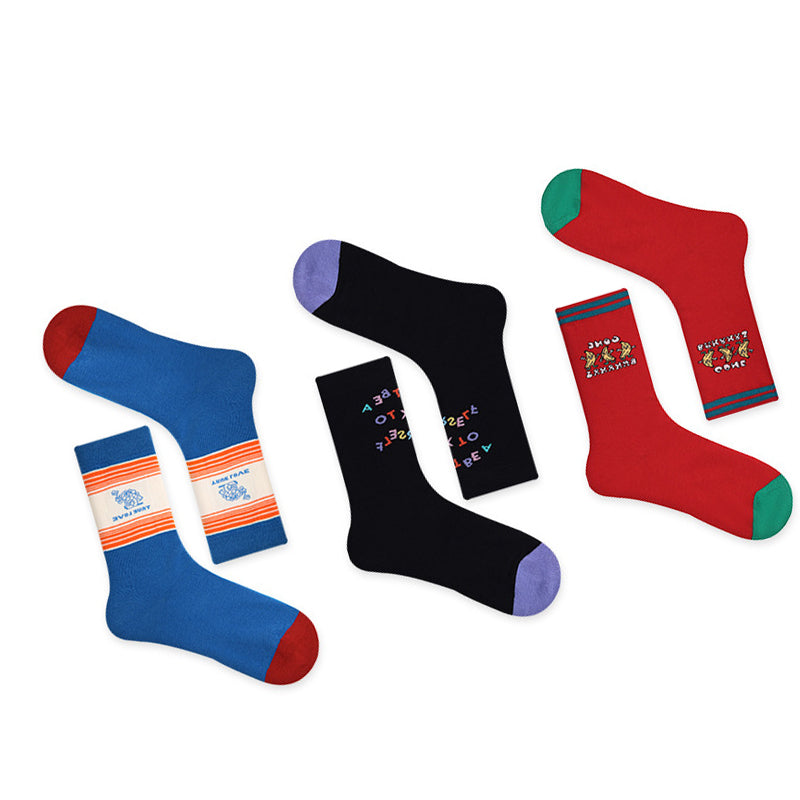 Women Pack Of 3 Patterned Cotton Calf Length Socks
