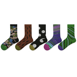 Women Pack Of 5 Patterned Cotton Shoe Calf-Length Socks