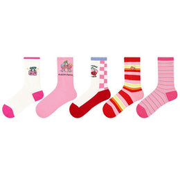 Women Pack Of 5 Patterned Cotton Calf Length Socks
