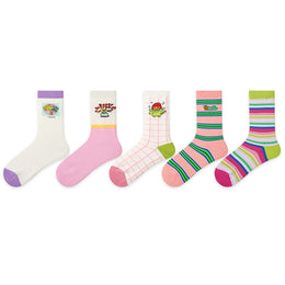 Women Pack Of 5 Patterned Cotton Calf Length Socks