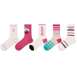 Women Pack Of 5 Patterned Cotton Calf Length Socks