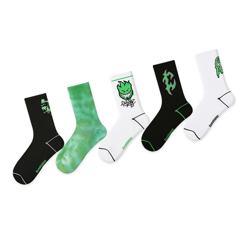 Women Pack Of 5 Patterned Cotton Calf Length Socks