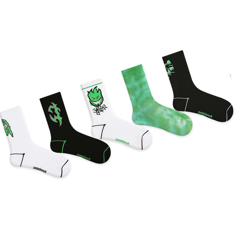 Women Pack Of 5 Patterned Cotton Calf Length Socks