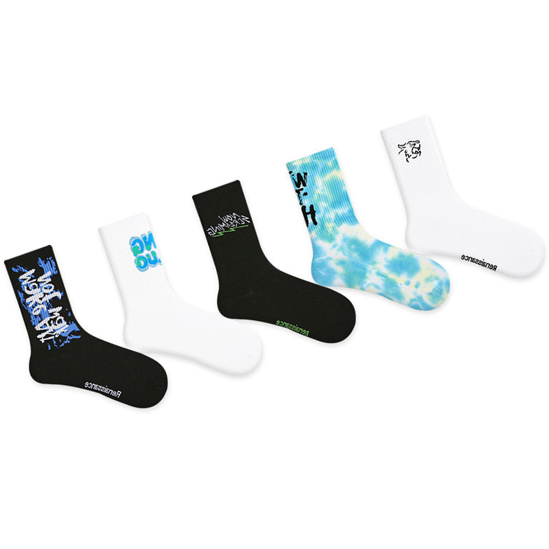 Women Pack Of 5 Patterned Cotton Calf Length Socks