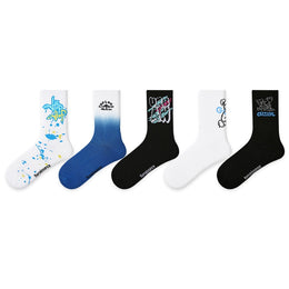 Women Pack Of 5 Patterned Cotton Calf Length Socks