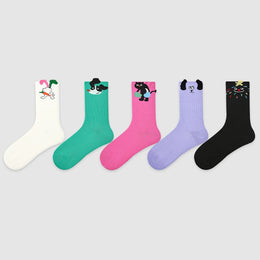 Women Pack Of 5 Cotton Calf Length Socks