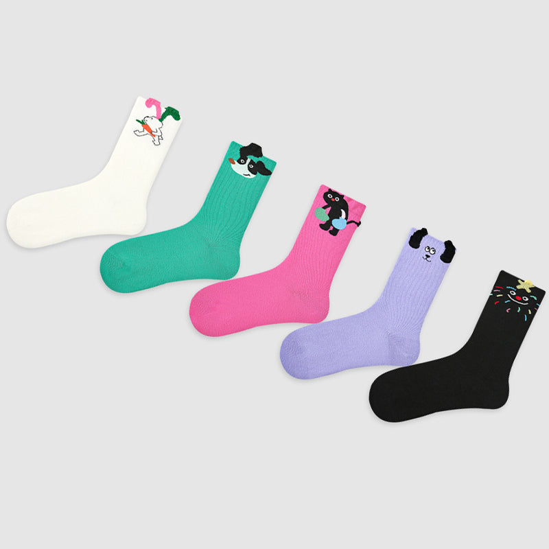 Women Pack Of 5 Cotton Calf Length Socks