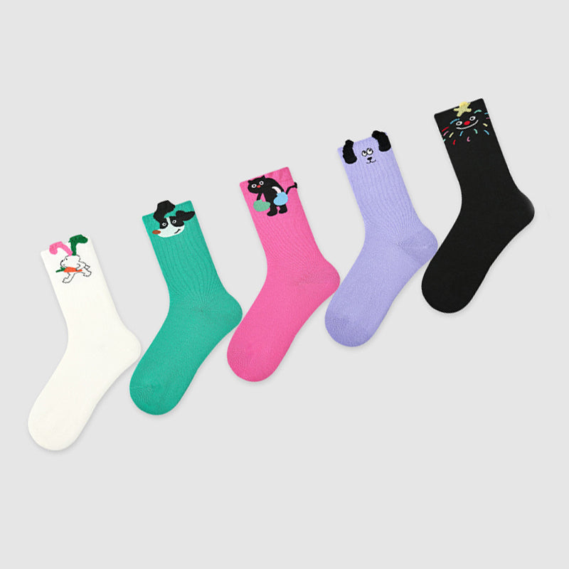 Women Pack Of 5 Cotton Calf Length Socks