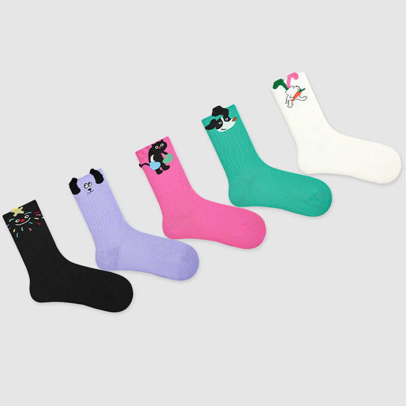 Women Pack Of 5 Cotton Calf Length Socks