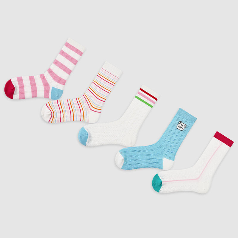 Women Pack Of 5 Patterned Cotton Calf Length Socks