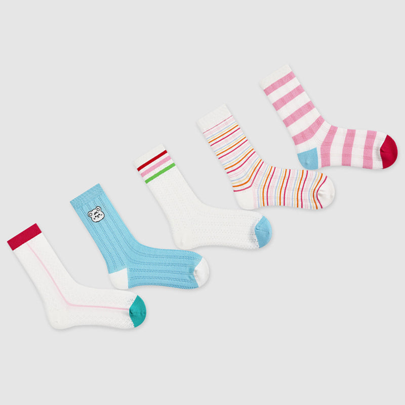 Women Pack Of 5 Patterned Cotton Calf Length Socks