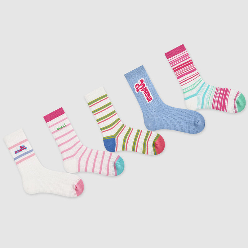 Women Pack Of 5 Patterned Cotton Calf Length Socks