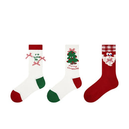 Women Pack Of 3 Patterned Cotton Calf Length Socks