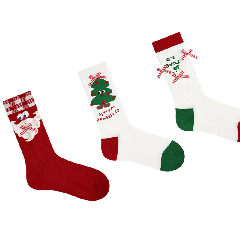 Women Pack Of 3 Patterned Cotton Calf Length Socks