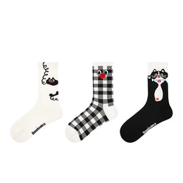 Women Pack Of 3 Patterned Cotton Calf Length Socks