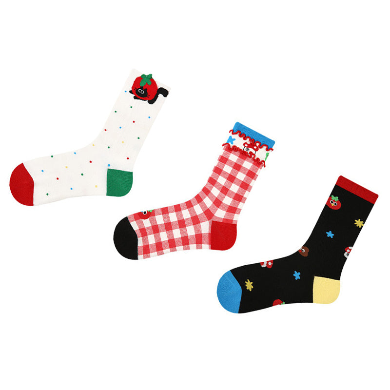 Women Pack Of 3 Patterned Cotton Calf Length Socks