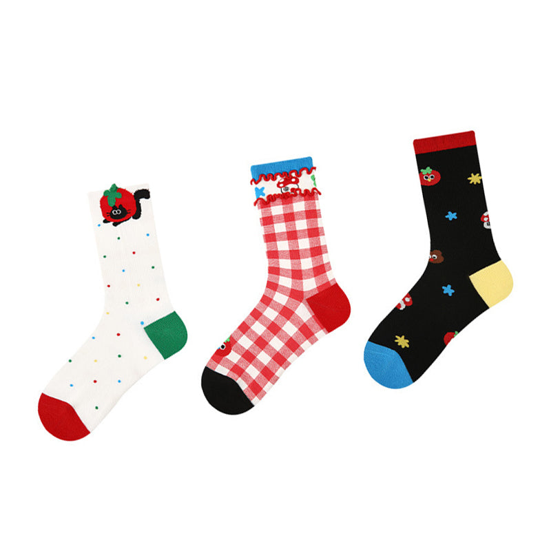 Women Pack Of 3 Patterned Cotton Calf Length Socks