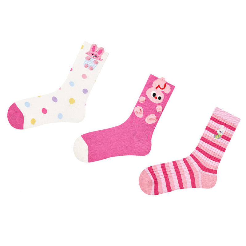 Women Pack Of 3 Patterned Cotton Calf Length Socks