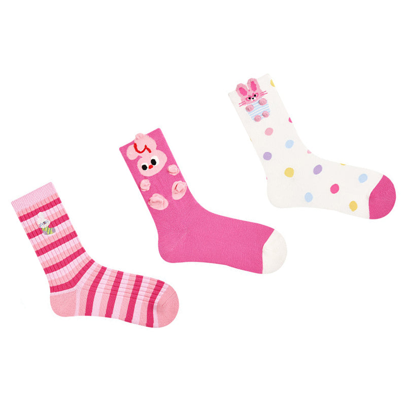 Women Pack Of 3 Patterned Cotton Calf Length Socks