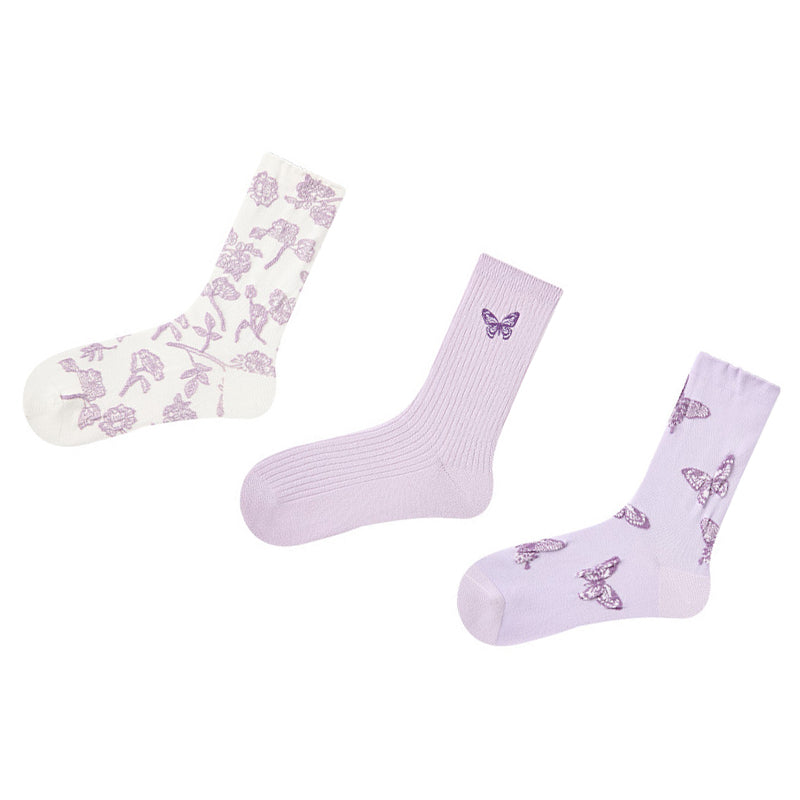Women Pack Of 3 Patterned Cotton Calf Length Socks