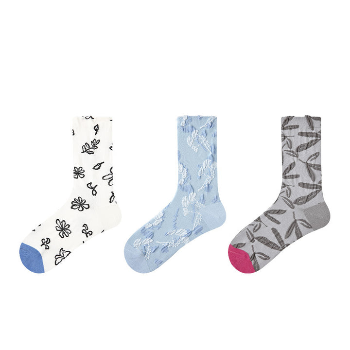 Women Pack Of 3 Patterned Cotton Ankle Length Socks