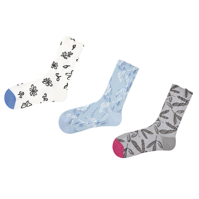 Women Pack Of 3 Patterned Cotton Ankle Length Socks