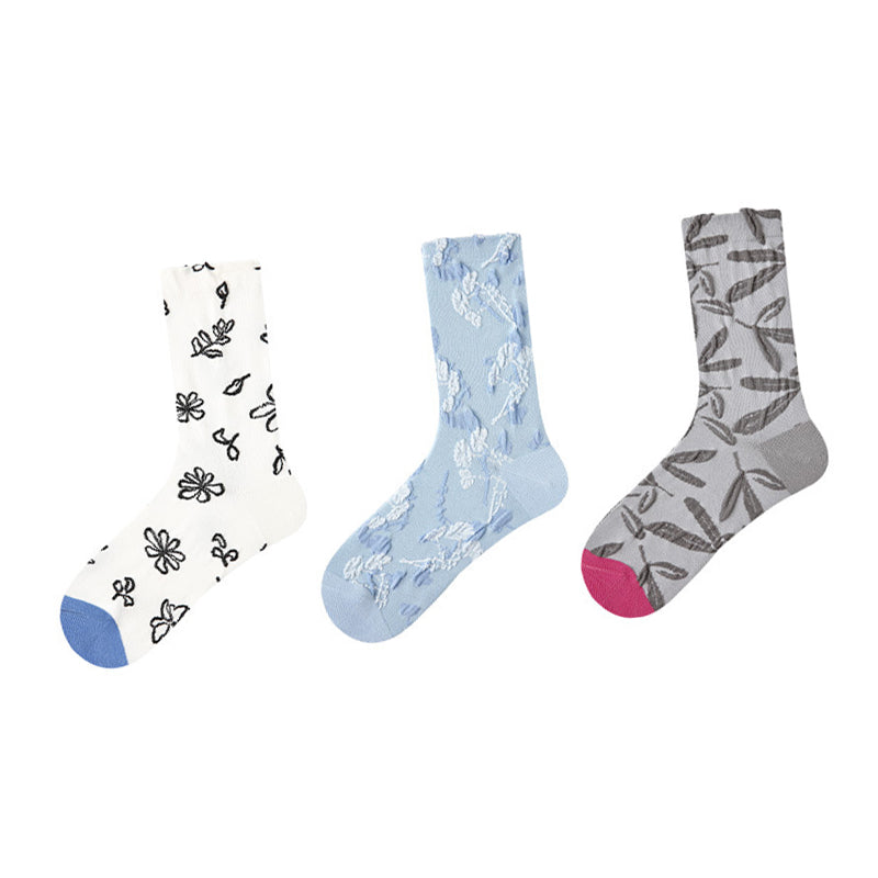 Women Pack Of 3 Patterned Cotton Ankle Length Socks