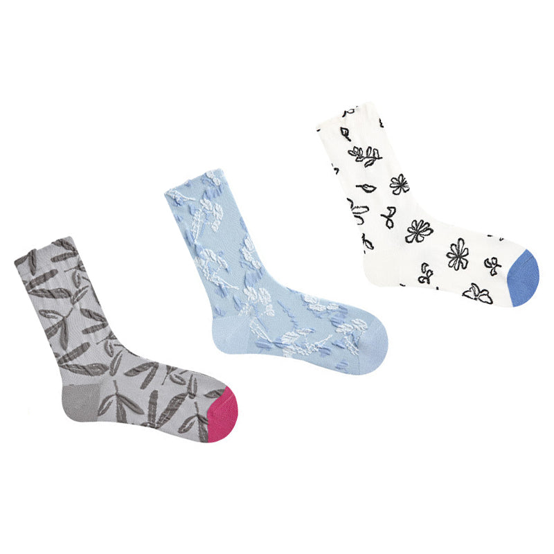 Women Pack Of 3 Patterned Cotton Ankle Length Socks