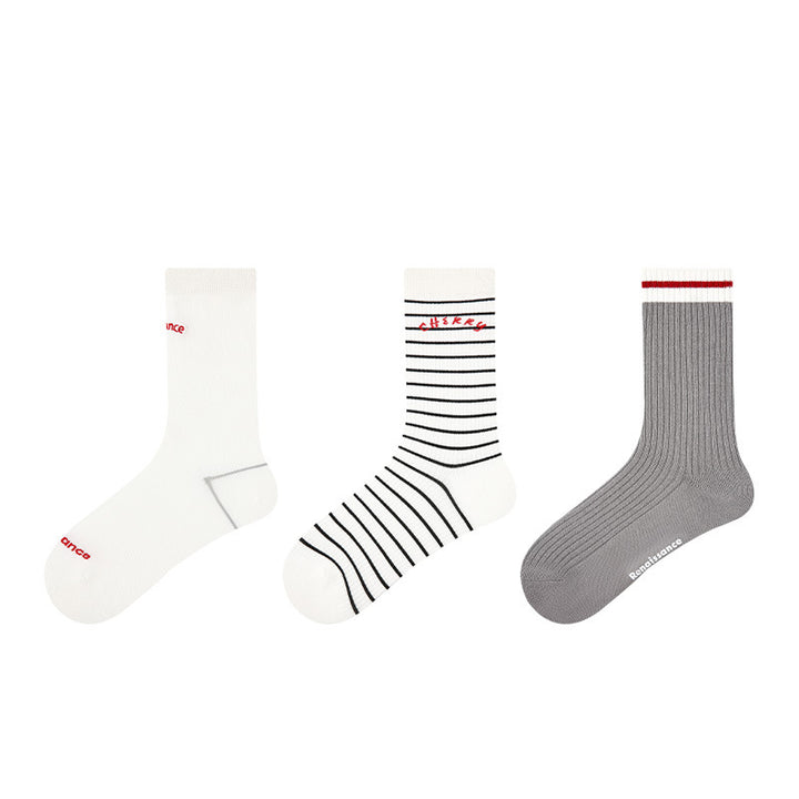 Women Pack Of 3 Striped Cotton Ankle Length Socks