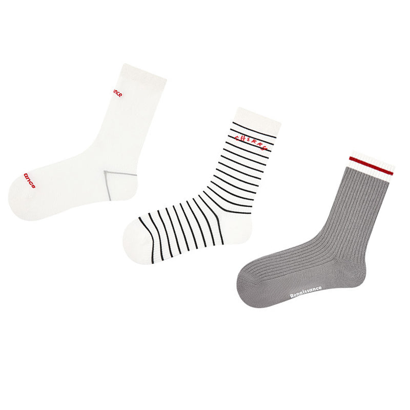 Women Pack Of 3 Striped Cotton Ankle Length Socks